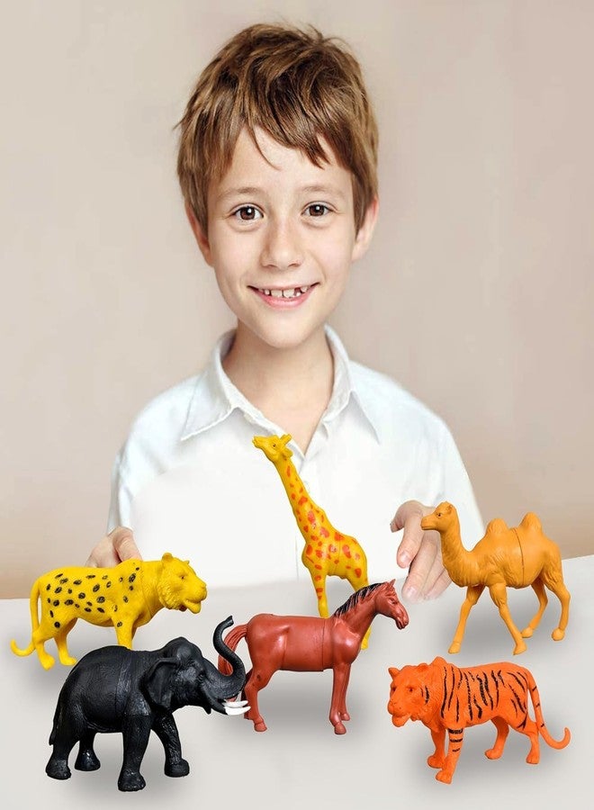 TEC TAVAKKAL Set of 6 Big Size Full Action Toy Figure Jungle Cartoon Wild Animal Toys Figure Playing Set for Kids Current Animals Toys for Kids Black Elephant Tiger Giraffe Horse Leopard and Camel - Image 4